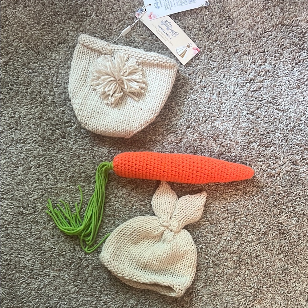 Bunny Cream and Orange Decorative Hat Set